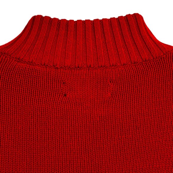 Chaps Ralph Lauren Men 1/4 Zip Moose Sweater Mock Neck Red Black L Cabincore - Picture 8 of 14